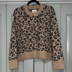 Abercrombie & Fitch Women's Animal Print Sweater - Tan and Black